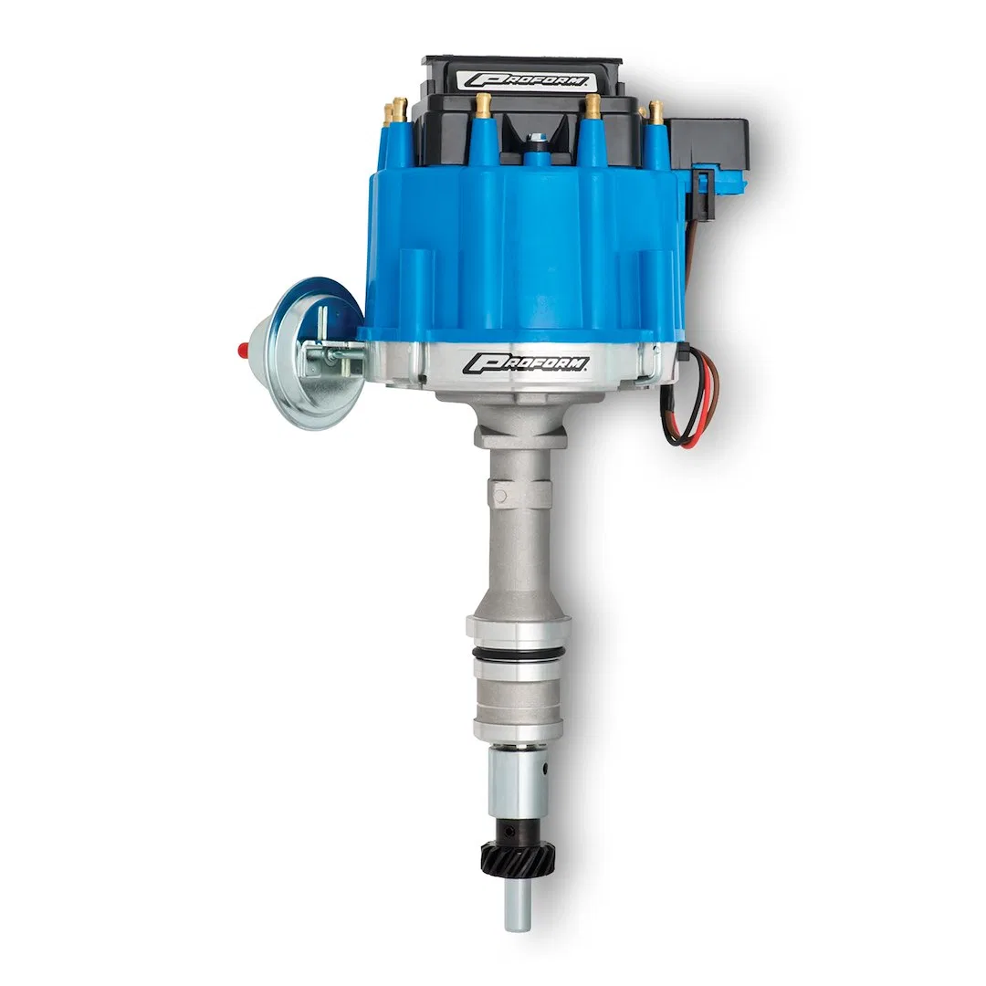 66983B – PROFORM Distributor, Fits Ford 351W With Ignition Module Vacuum Advance Blue Cap With Male HEI Posts
